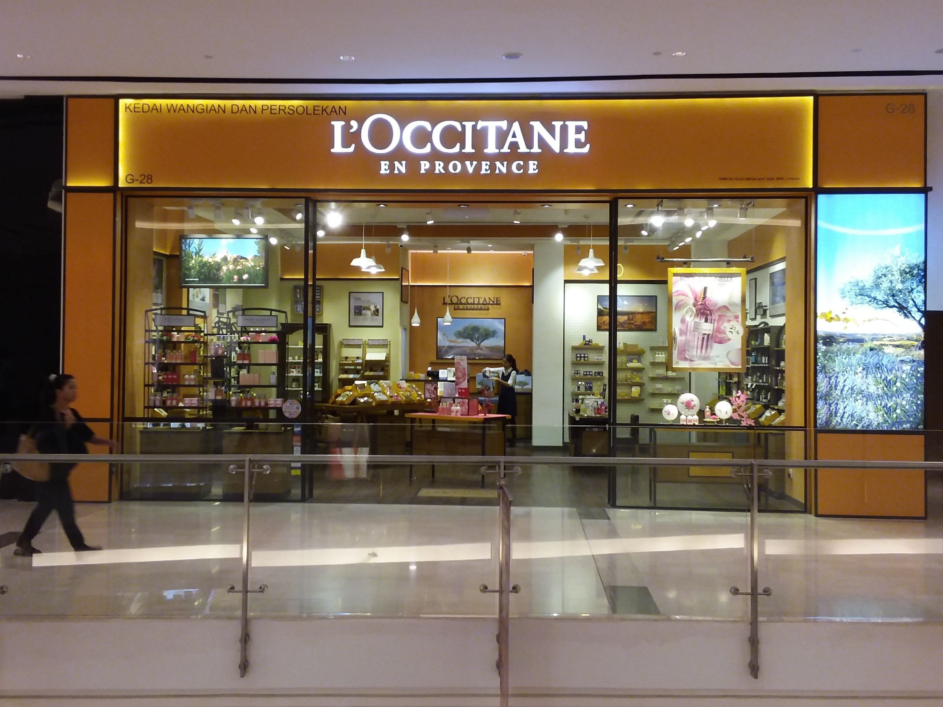 A L'OCCITANE store with a glass facade and interior displays.