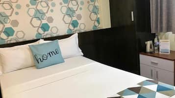 Desk, free WiFi, bed sheets
