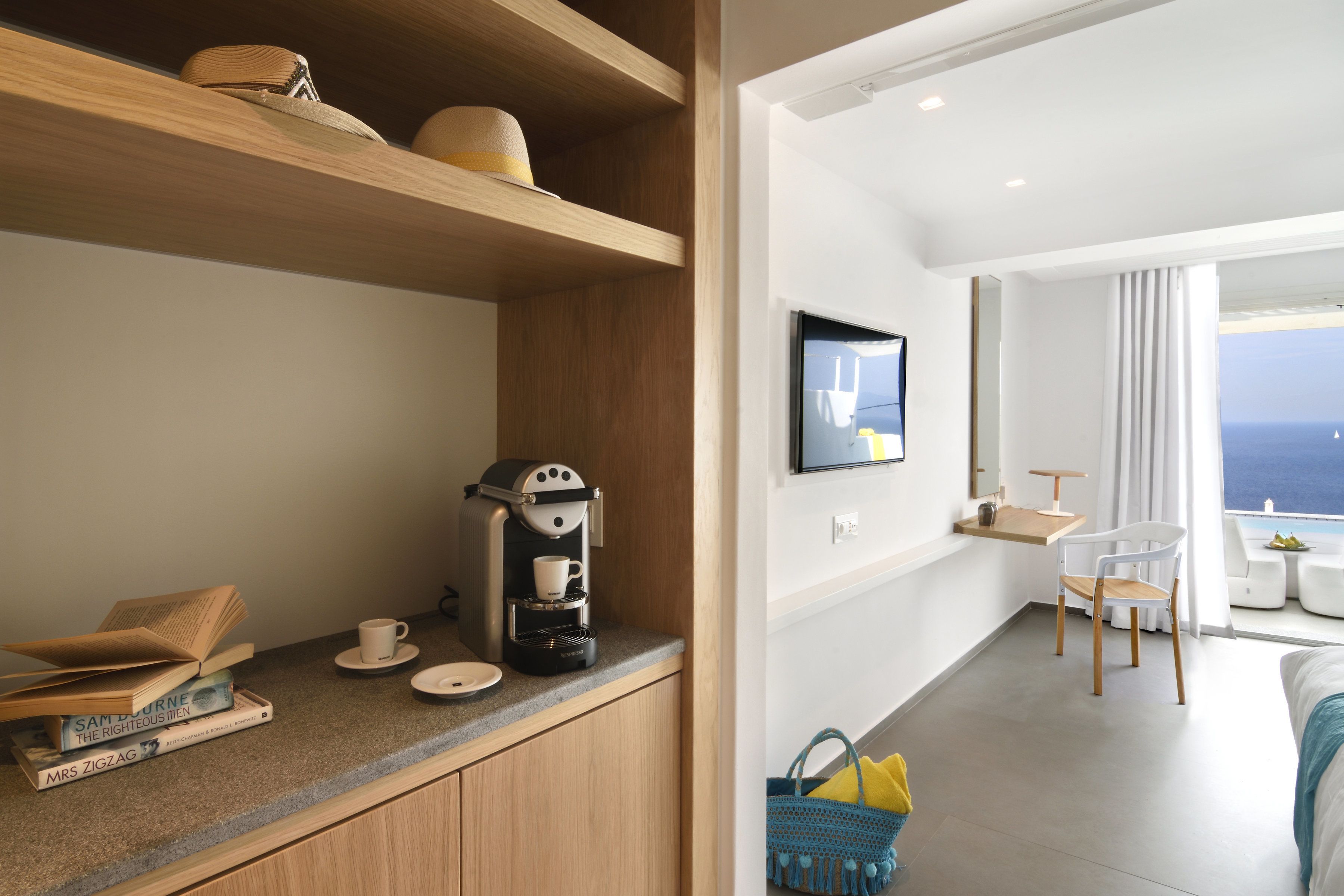 superior room, sea view (aeon) | living area | 45-inch flat-screen tv with satellite channels, tv