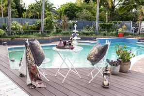 Outdoor pool, pool loungers