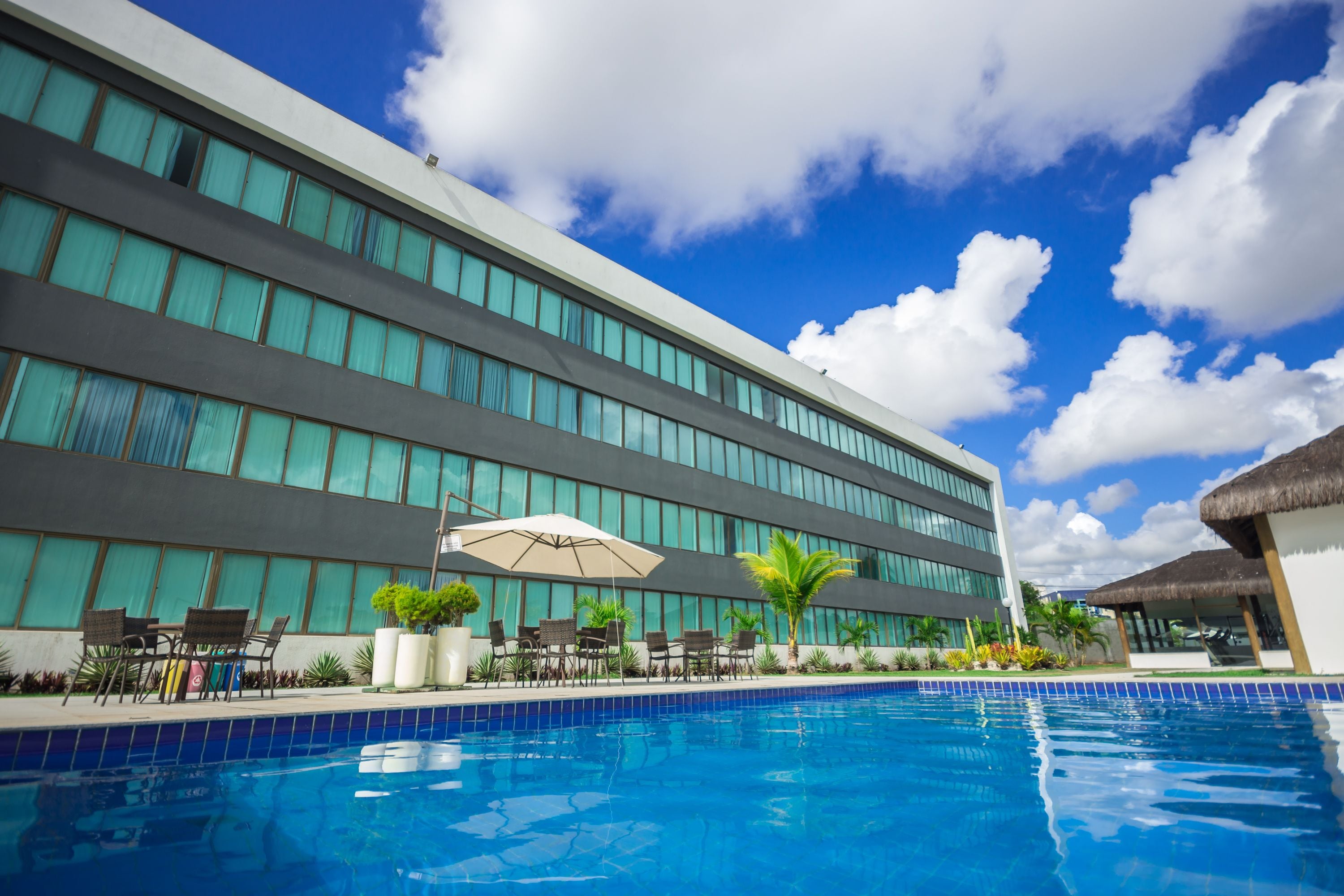 Outdoor pool, pool loungers