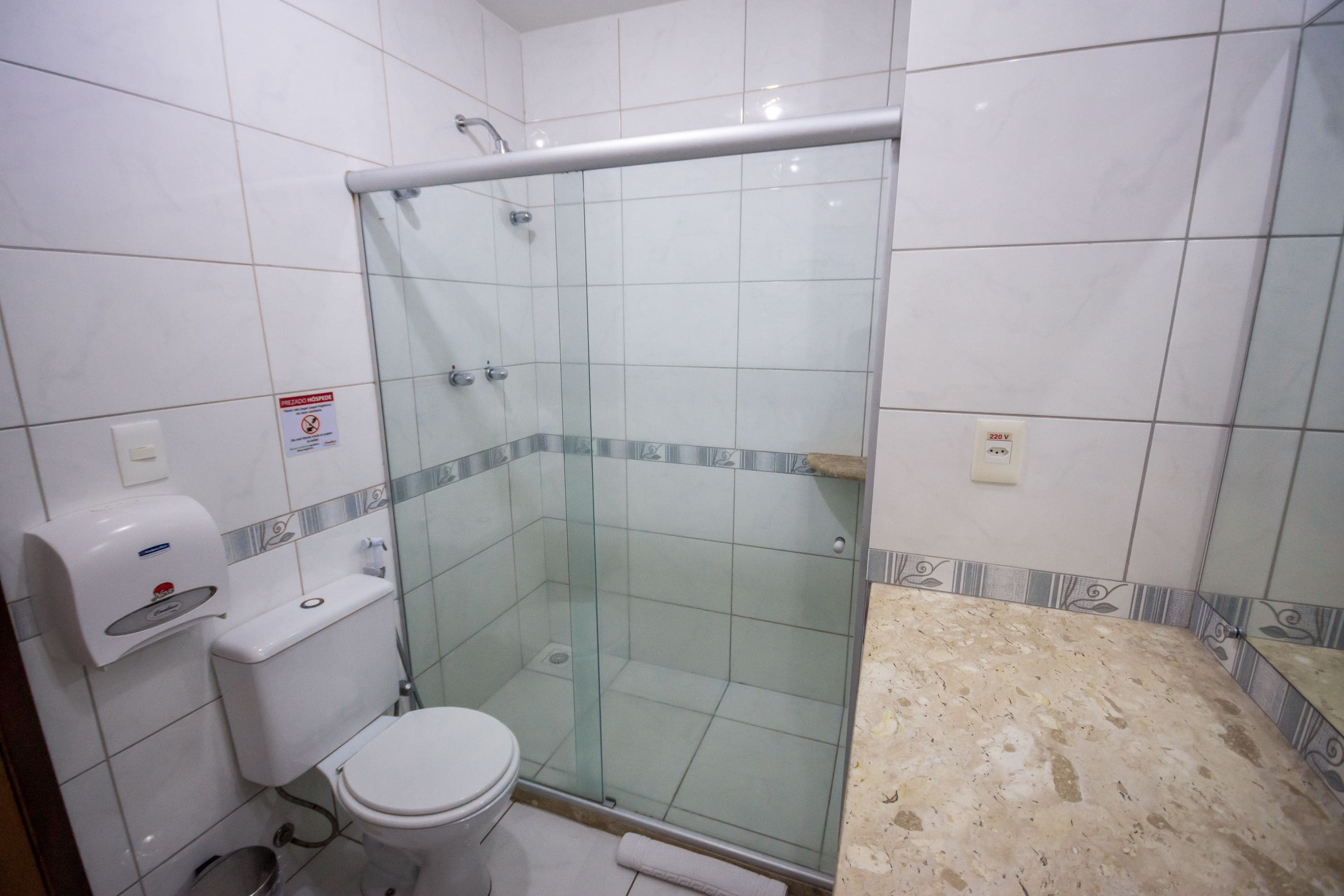 shower, free toiletries, towels