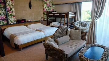Deluxe Quadruple Room, Balcony, Ocean View | Blackout curtains, WiFi, bed sheets