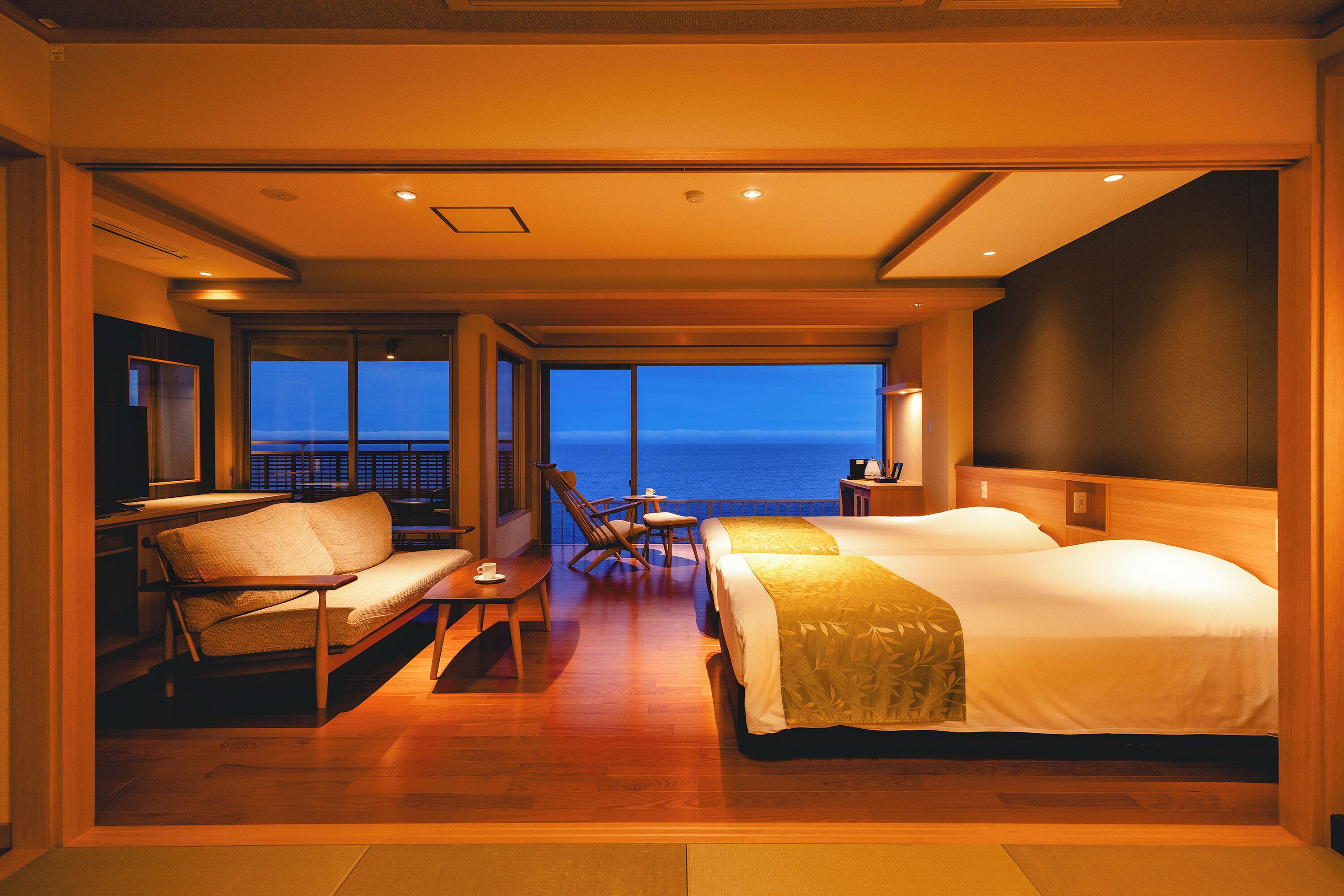 Japanese Style Room with Open Air Bath | In-room safe, blackout curtains, free WiFi, bed sheets