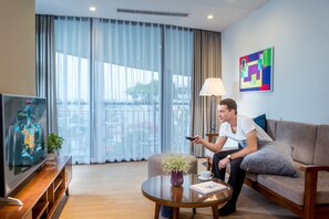 Studio Deluxe, balcon, vue ville | Coin séjour