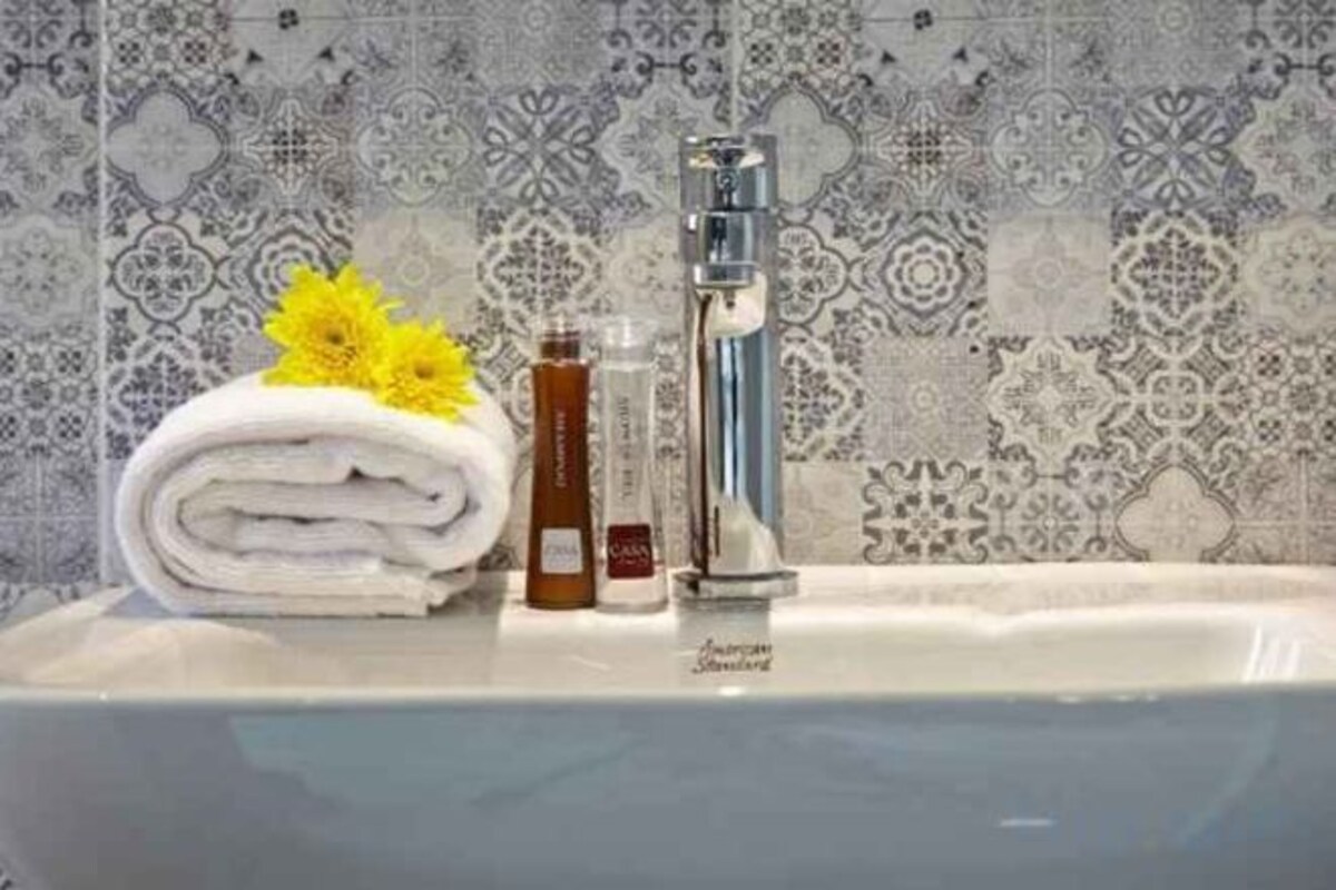 Bathroom | Shower, free toiletries, hair dryer, bathrobes