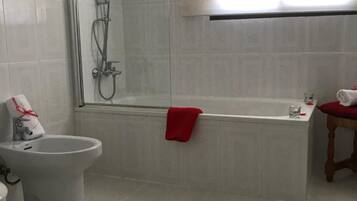 Free toiletries, hair dryer, bidet, towels