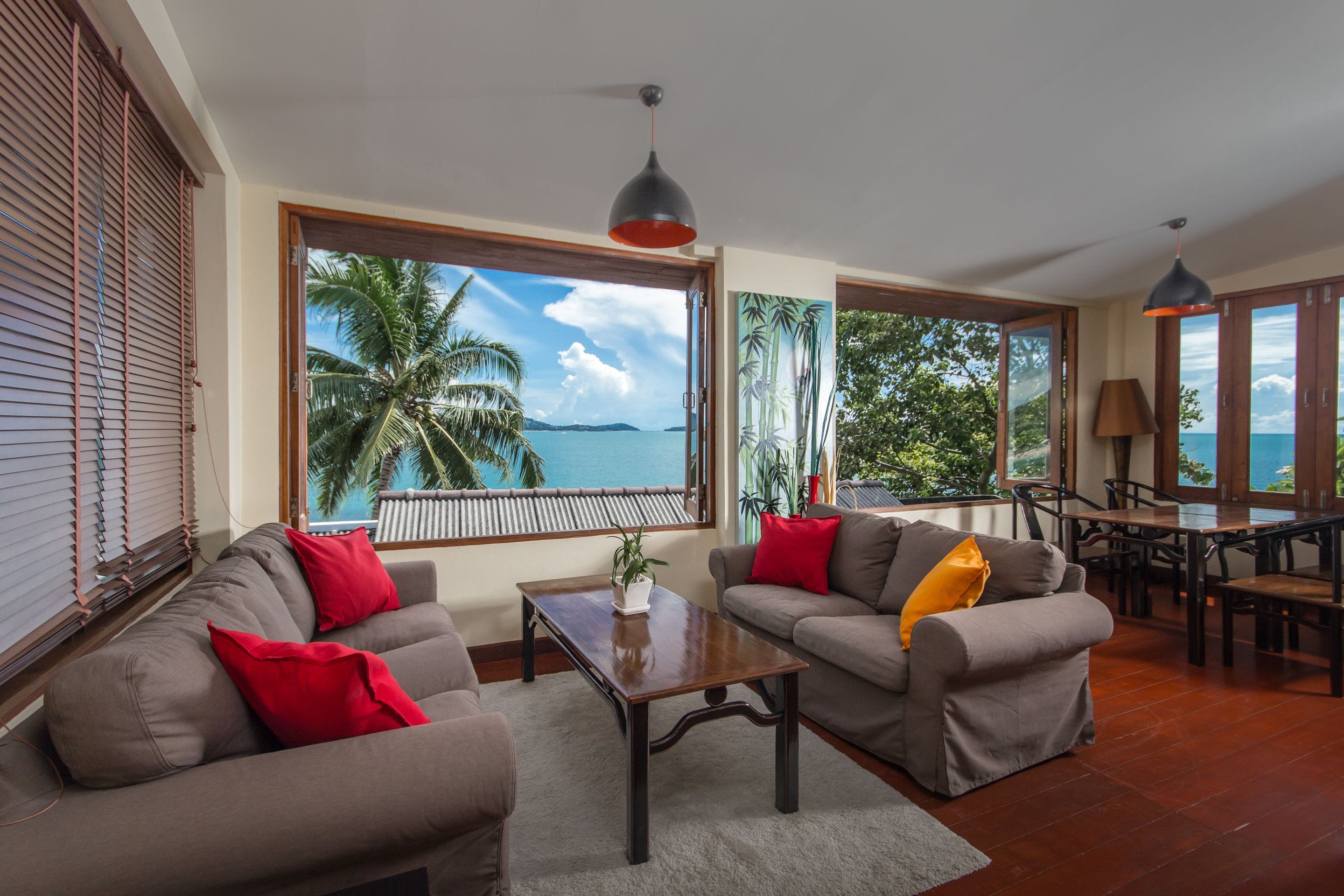 ocean view executive 2-bedroom villa | living area | flat-screen tv