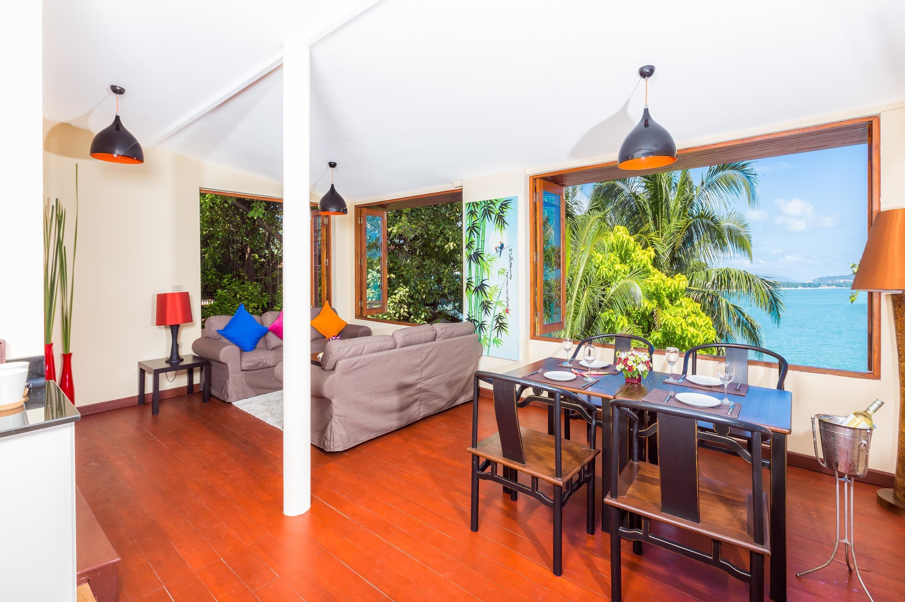 ocean view executive 2-bedroom villa | living area | flat-screen tv