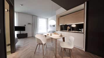 Apartment | Private kitchen | Fridge, microwave, stovetop, dishwasher