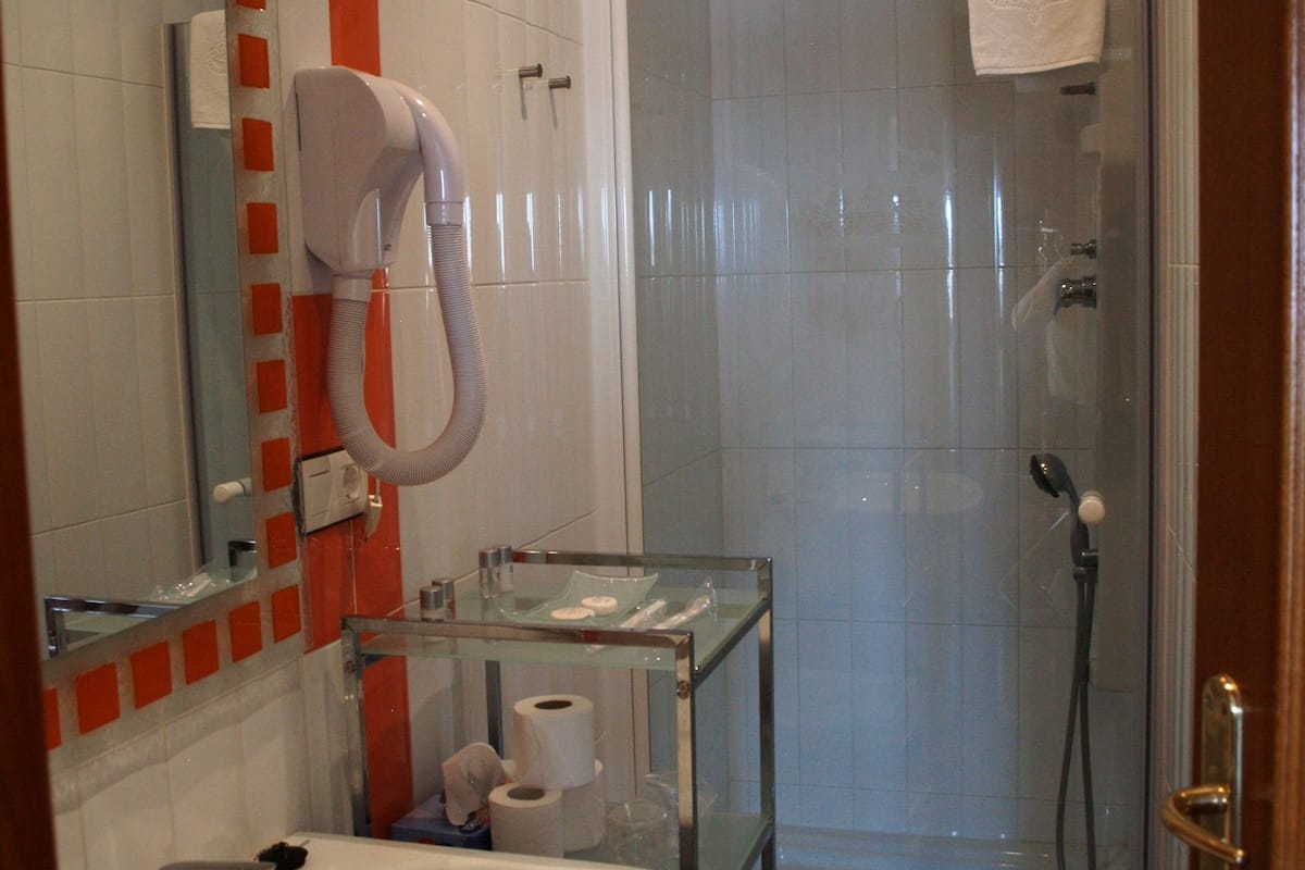 free toiletries, hair dryer, towels