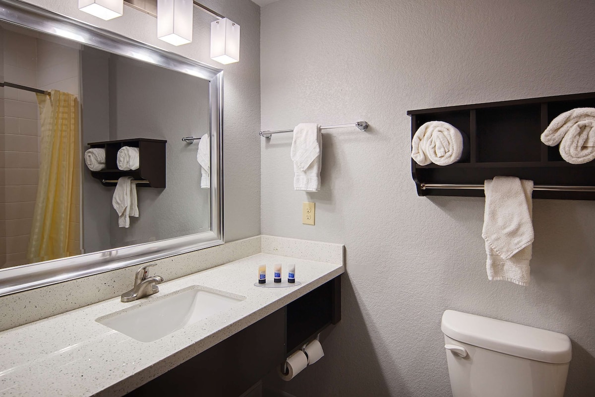 free toiletries, hair dryer, towels, soap