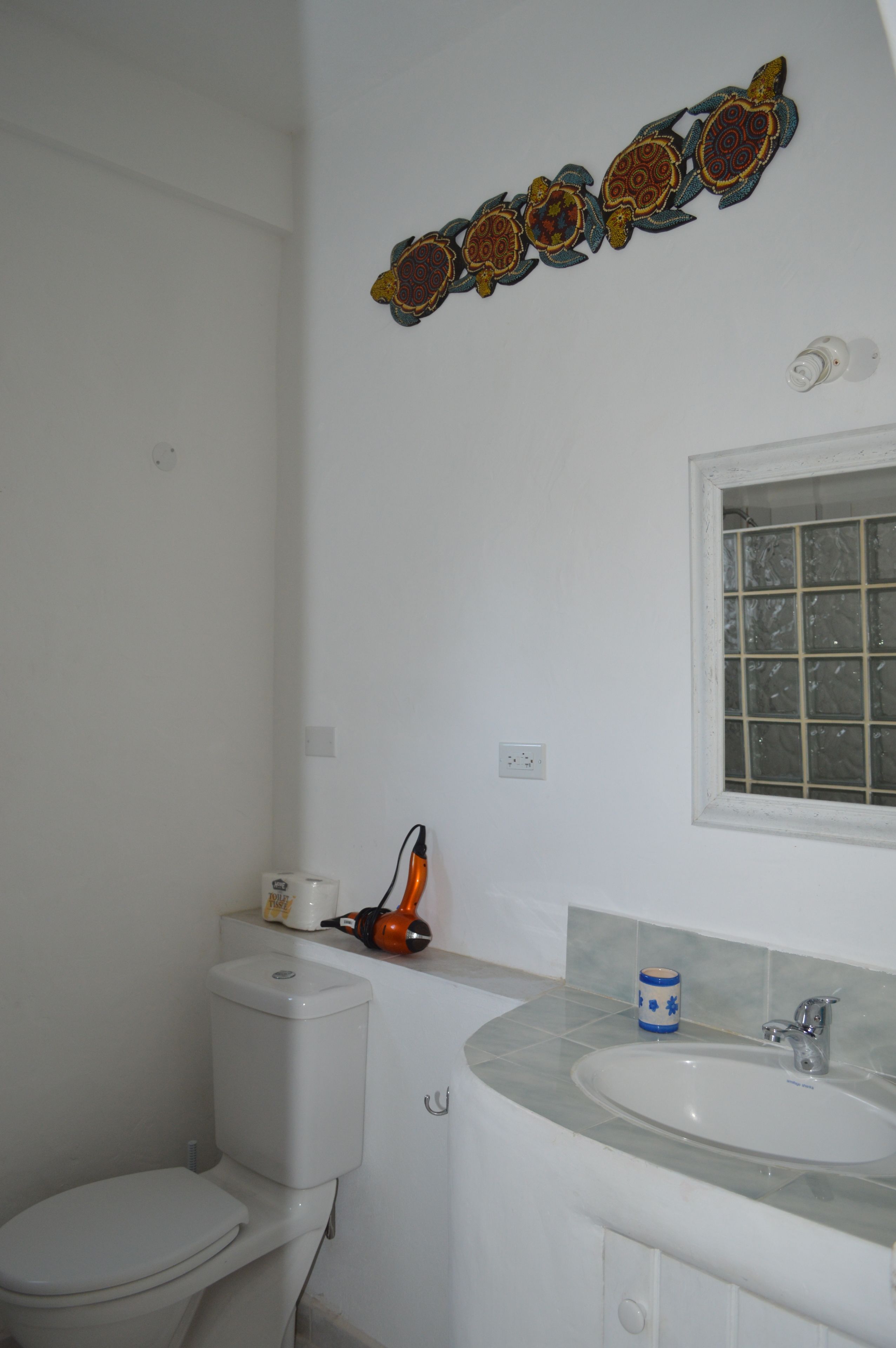 apartment | bathroom | shower, hair dryer, towels