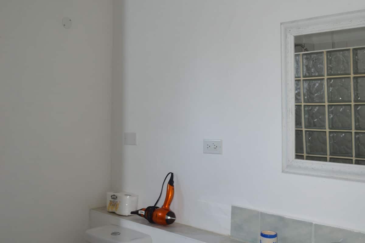 apartment | bathroom | shower, hair dryer, towels