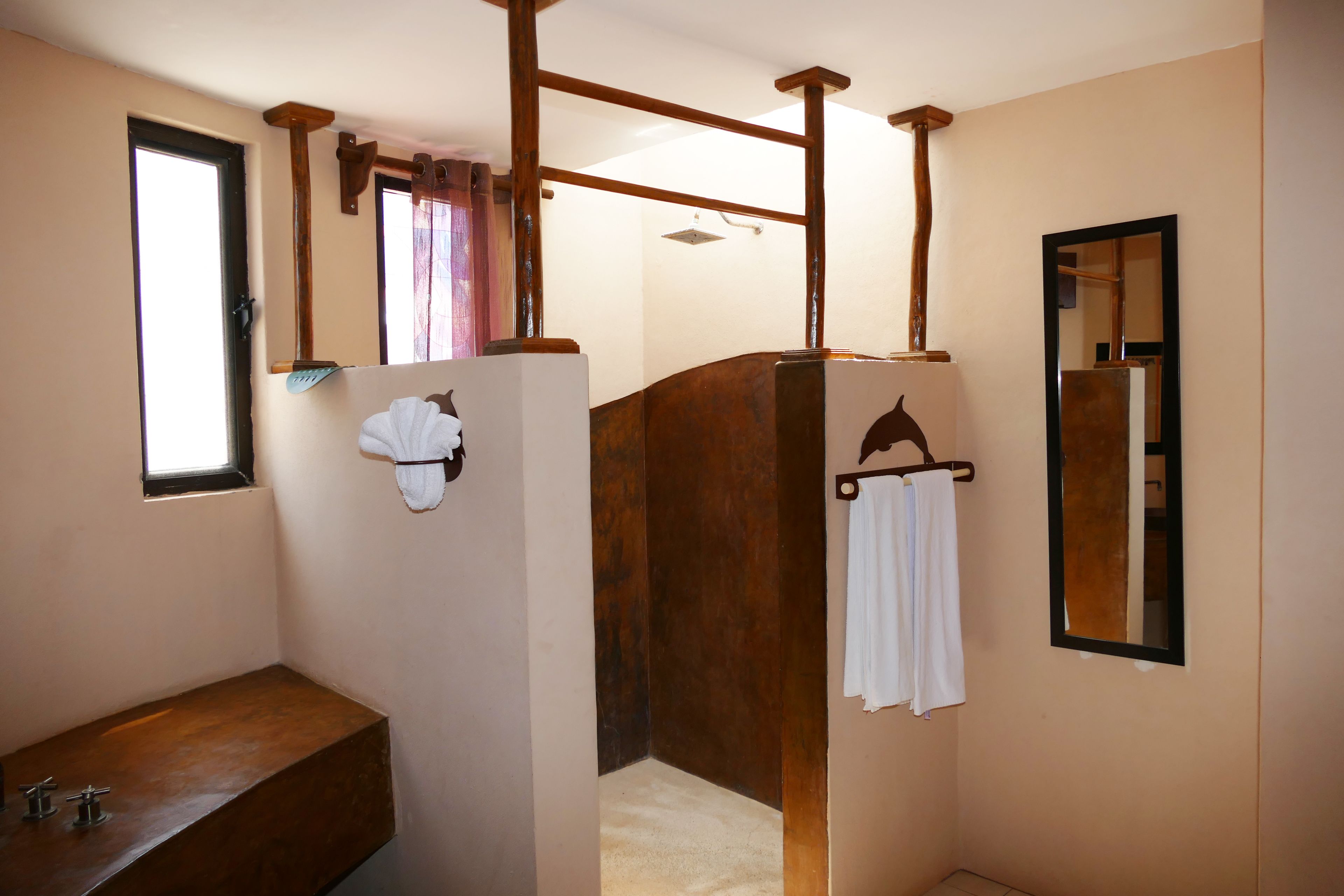 cabin, beachfront | bathroom | shower, rainfall showerhead, free toiletries, towels