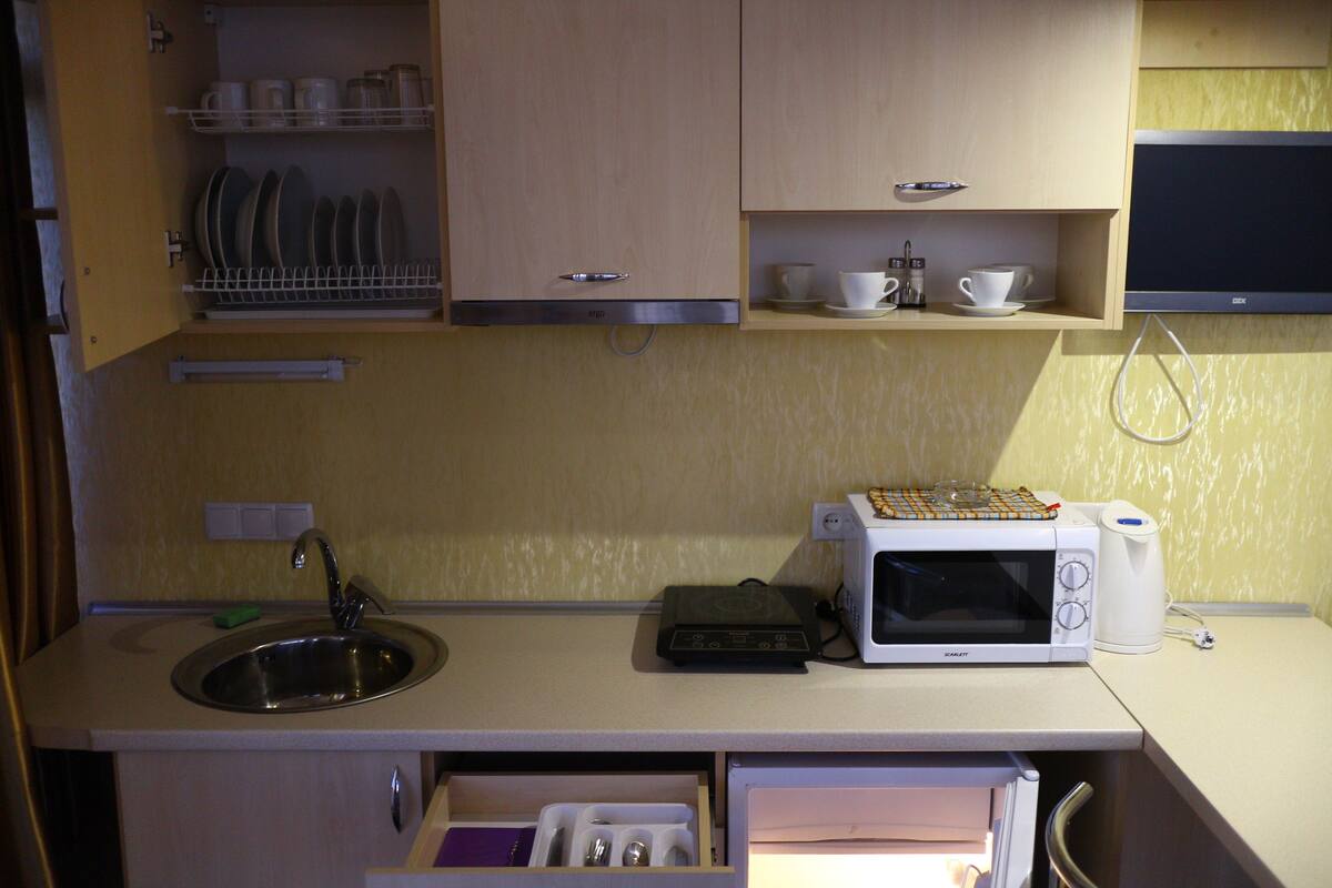 Premium-Penthouse, 1 Schlafzimmer | Eigene Kochnische | Kühlschrank