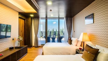 Minibar, desk, blackout drapes, iron/ironing board