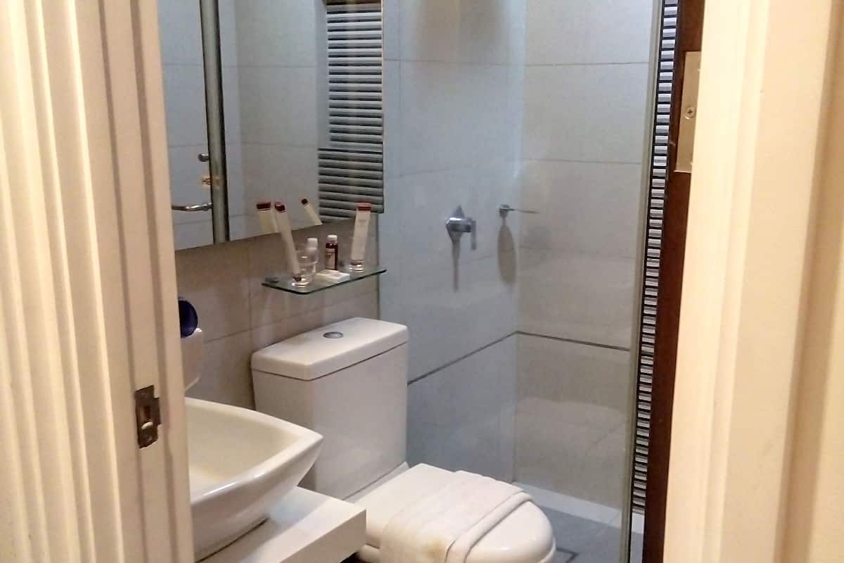 shower, free toiletries, slippers, bidet