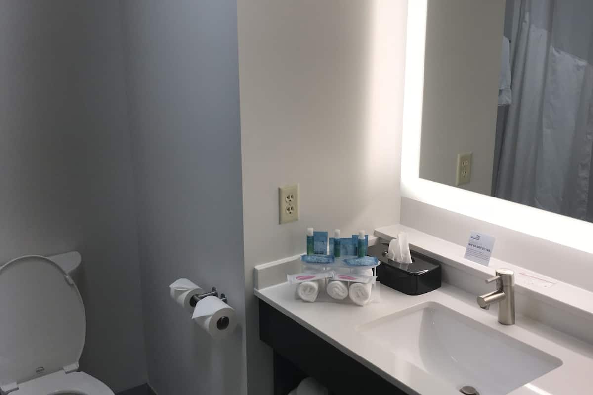 free toiletries, hair dryer, towels, soap