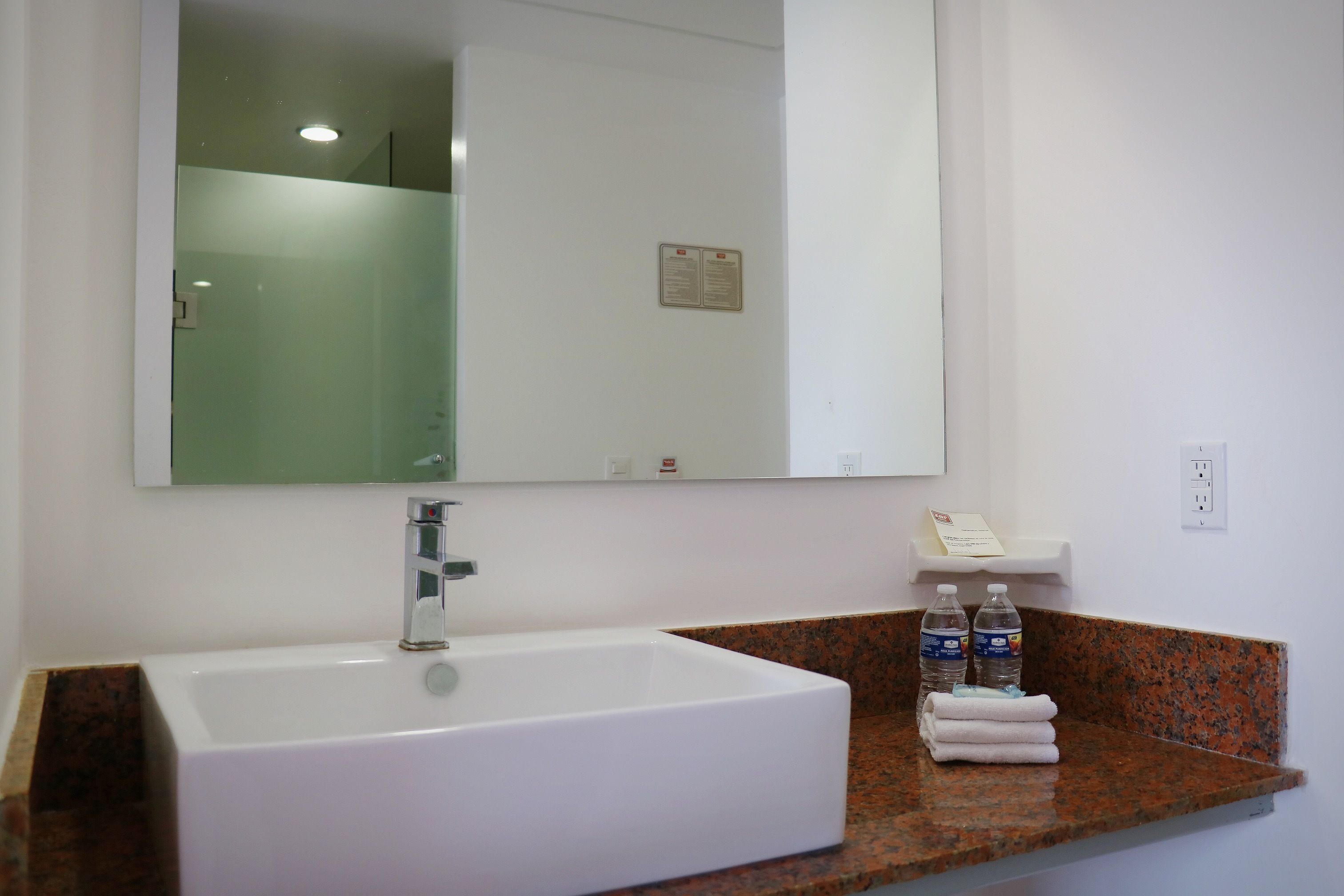 shower, free toiletries, towels, soap