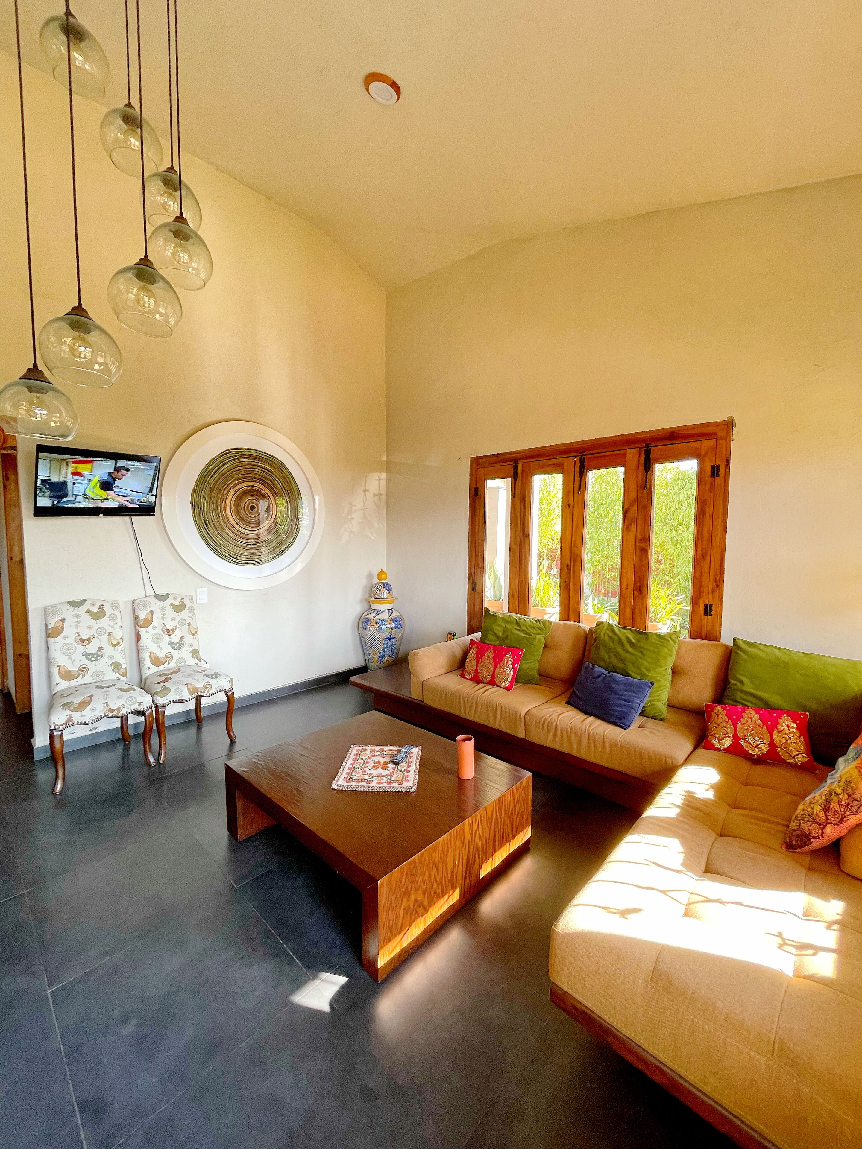 family cabin, 2 bedrooms, kitchen, lake view | living room | smart tv, heated floors