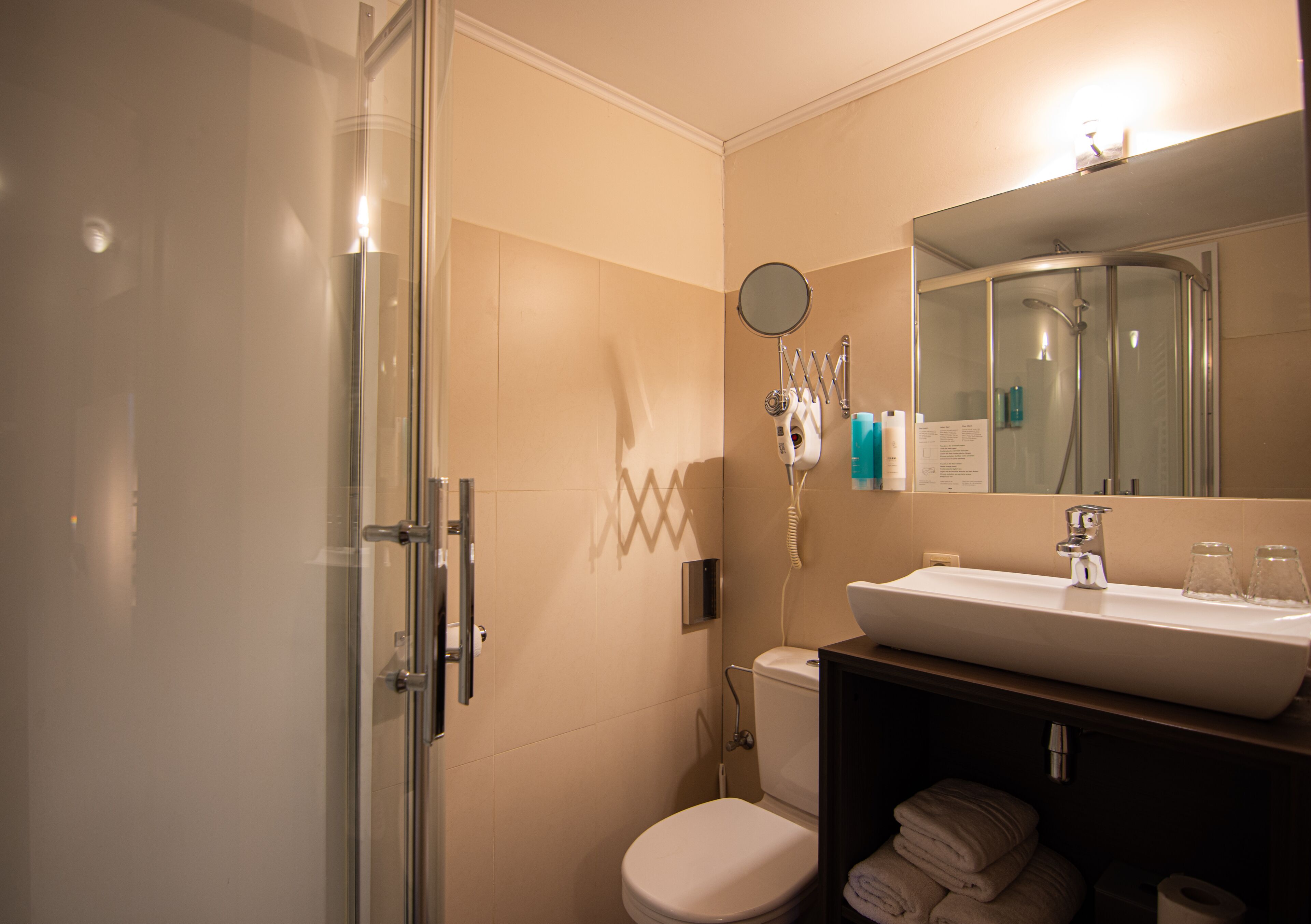 comfort double room | desk, laptop workspace, blackout curtains, iron/ironing board