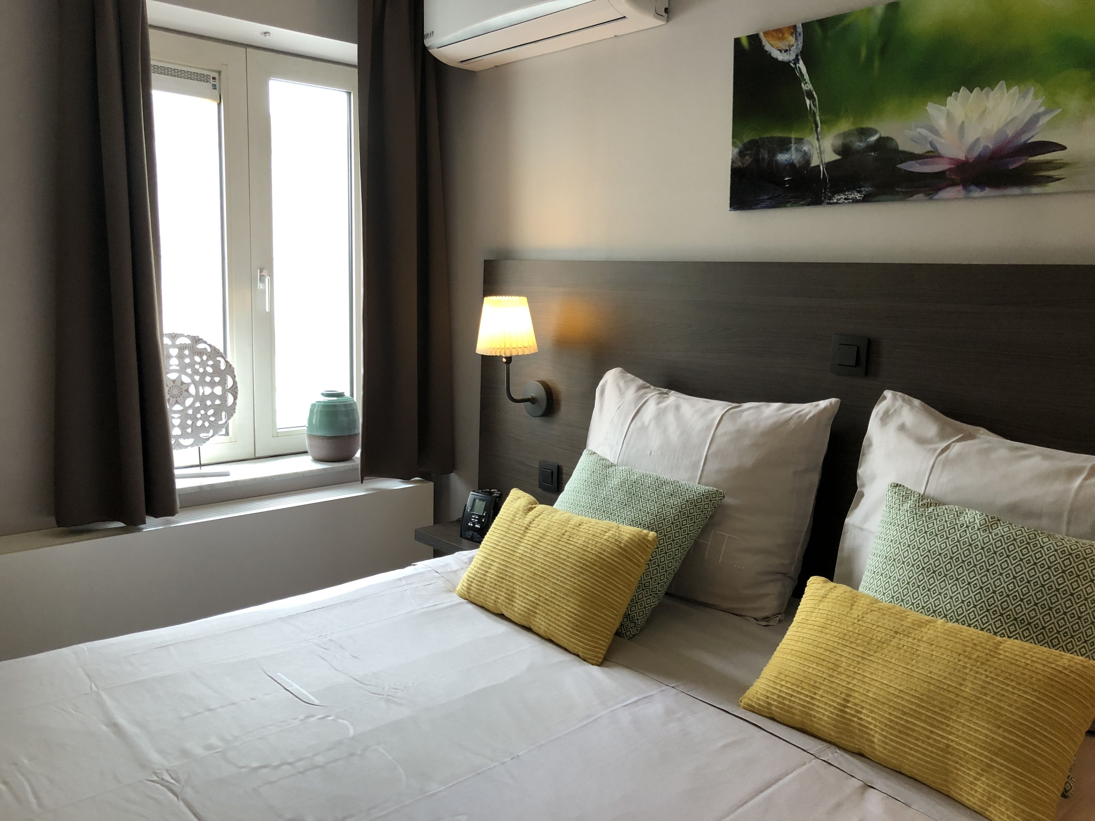 comfort double room | desk, laptop workspace, blackout curtains, iron/ironing board