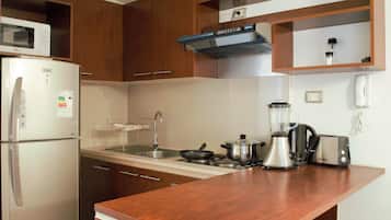 Standard Apartment, 2 Bedrooms, Accessible, City View | Private kitchen | Full-size fridge, microwave, oven, stovetop