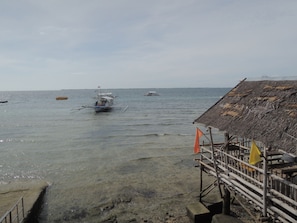 On the beach, scuba diving