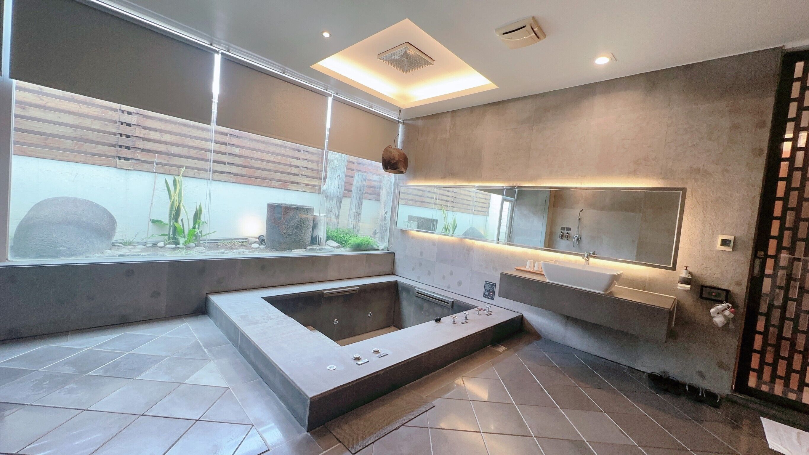 romantic double room | bathroom | separate bathtub and shower, jetted bath, rainfall showerhead