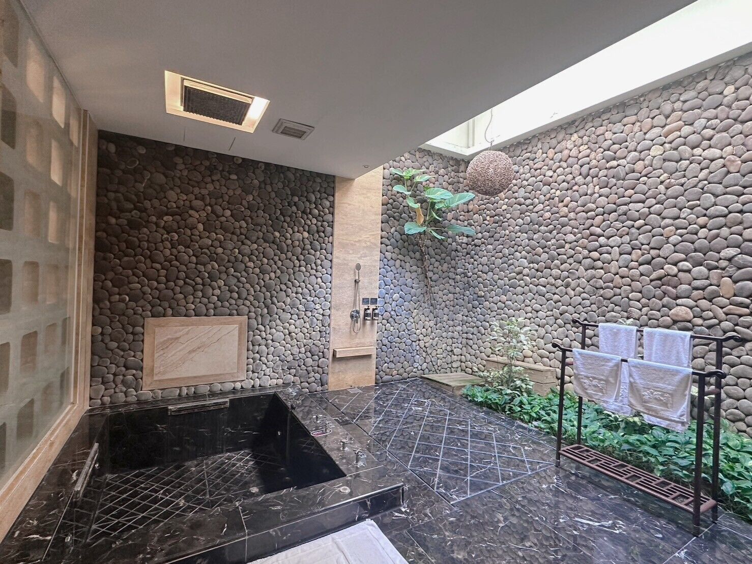 romantic double room | bathroom | separate bathtub and shower, jetted bath, rainfall showerhead