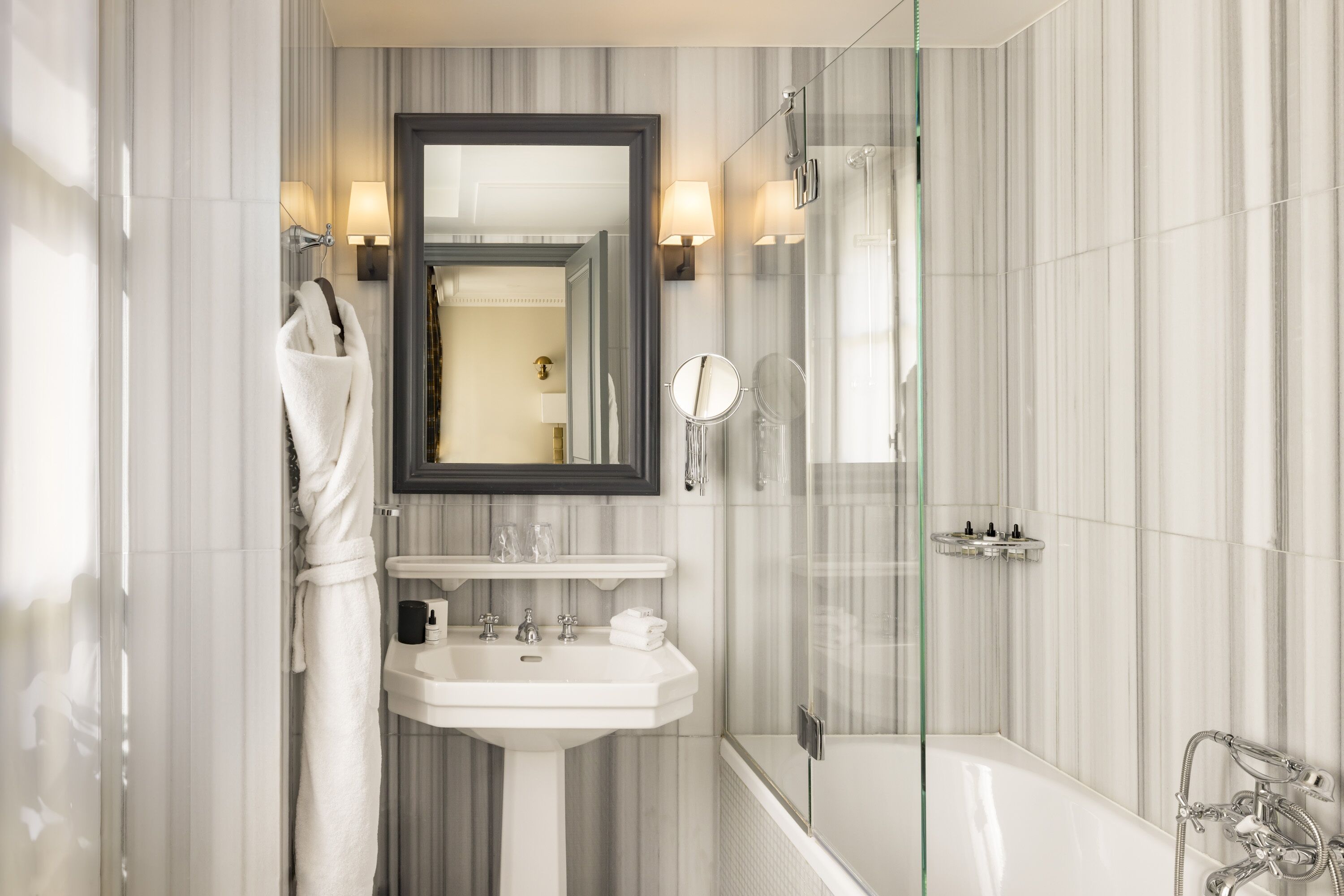 free toiletries, hair dryer, bathrobes, slippers