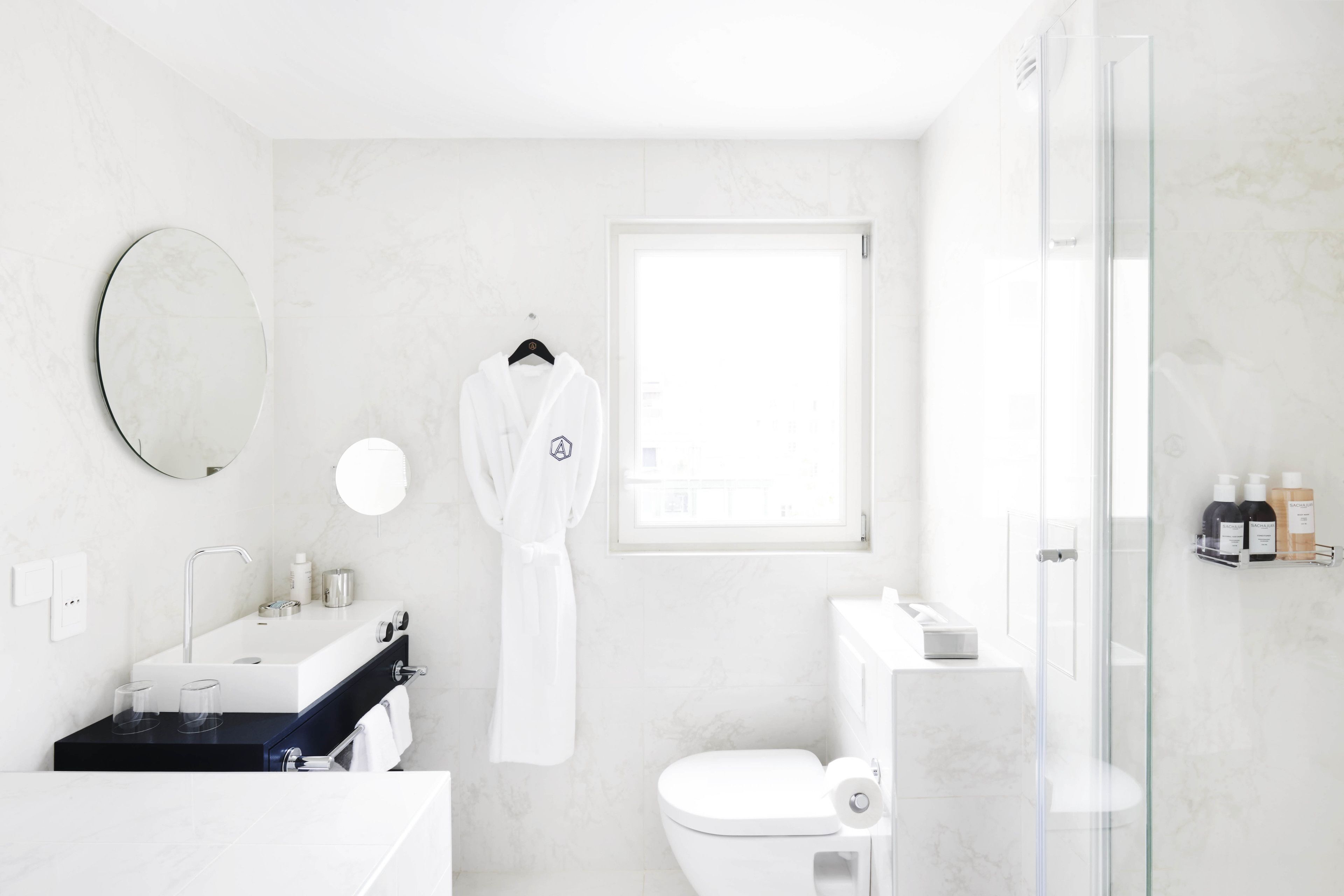 shower, free toiletries, hair dryer, bathrobes