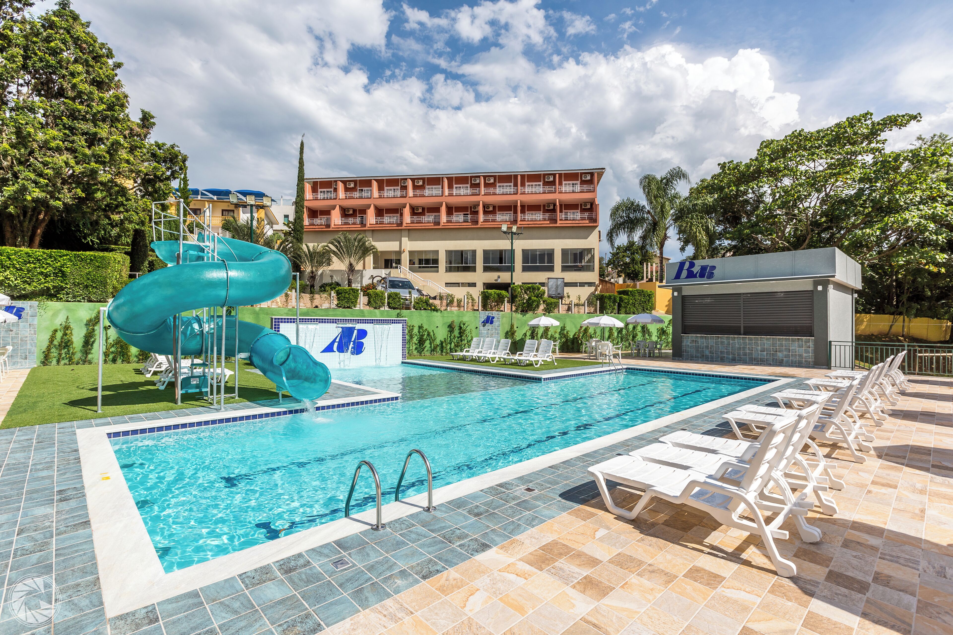 indoor pool, 2 outdoor pools, pool loungers