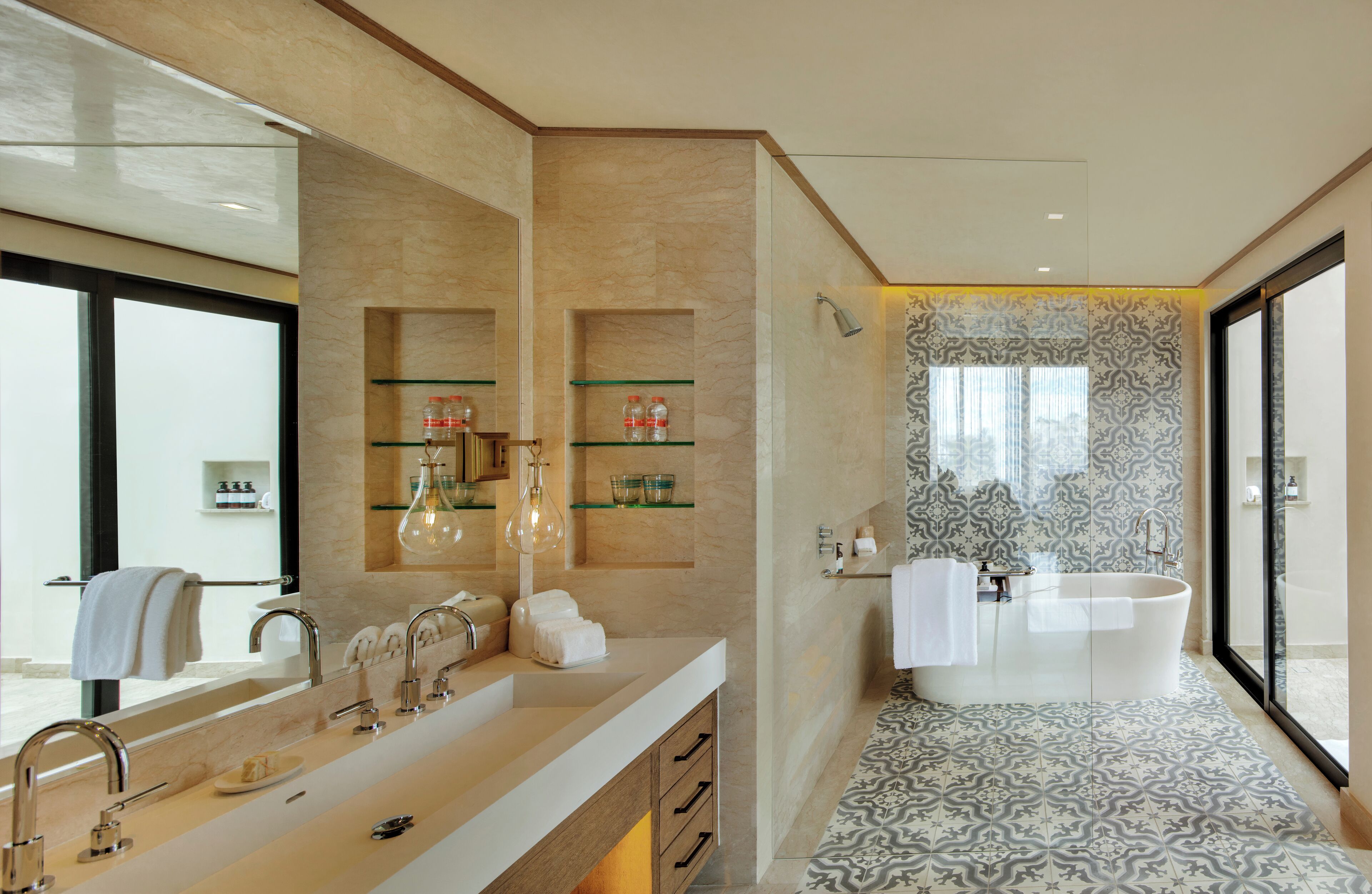 villa, 1 bedroom, hot tub, garden view | bathroom | separate bathtub and shower, deep-soaking bathtub, designer toiletries