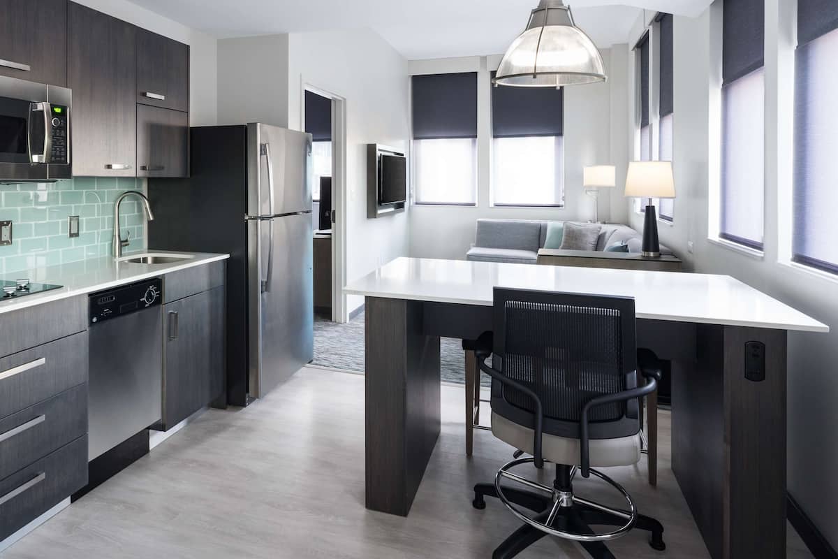 1 bedroom, desk, laptop workspace, iron/ironing board