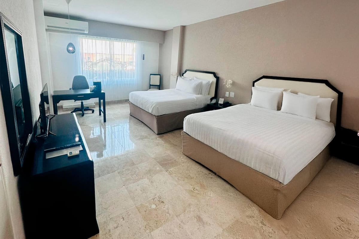 Room, 2 Double Beds, Non Smoking | 1 bedroom, in-room safe, laptop workspace, blackout drapes