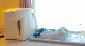 Mini-fridge, electric kettle