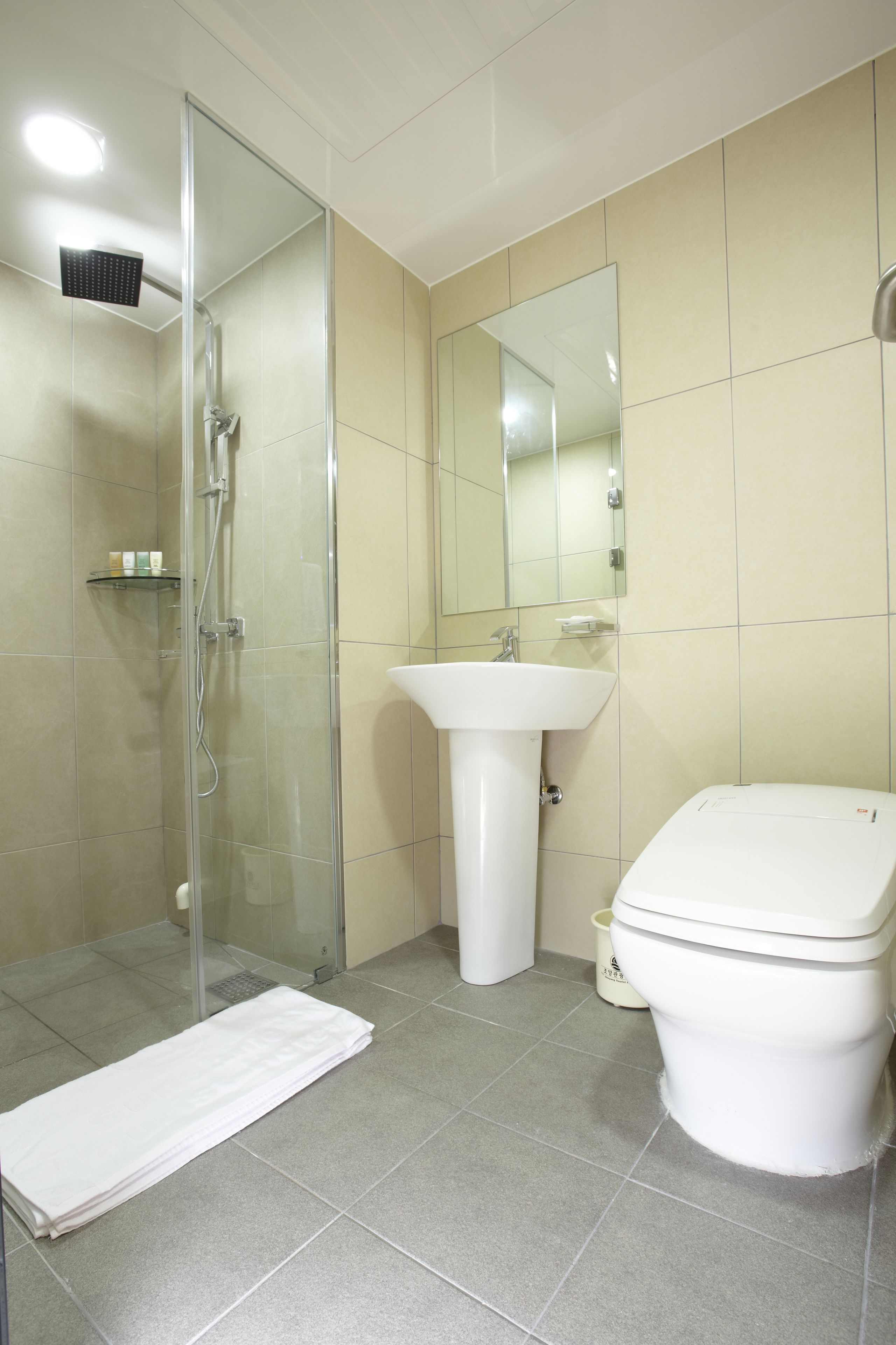 shower, designer toiletries, hair dryer, bathrobes