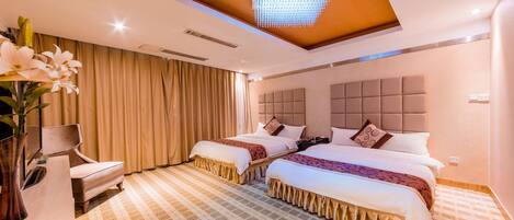 Standard Double Room | Pillowtop beds, free minibar items, desk, blackout drapes