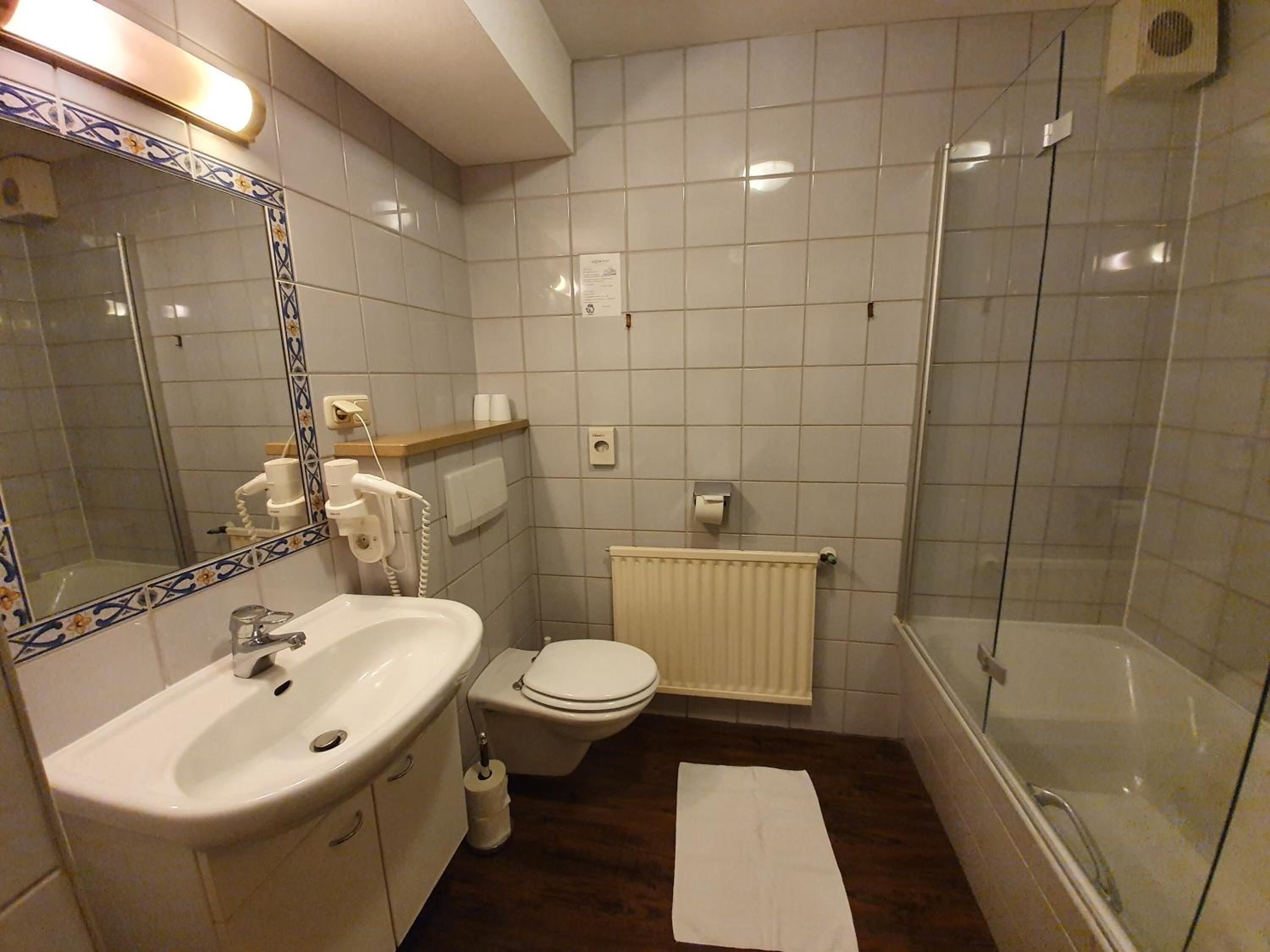 free toiletries, hair dryer, towels