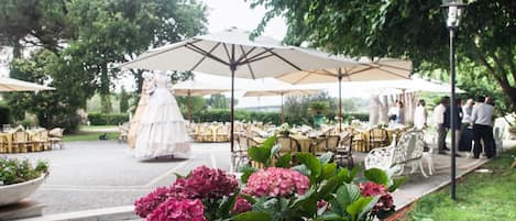 Outdoor banquet area