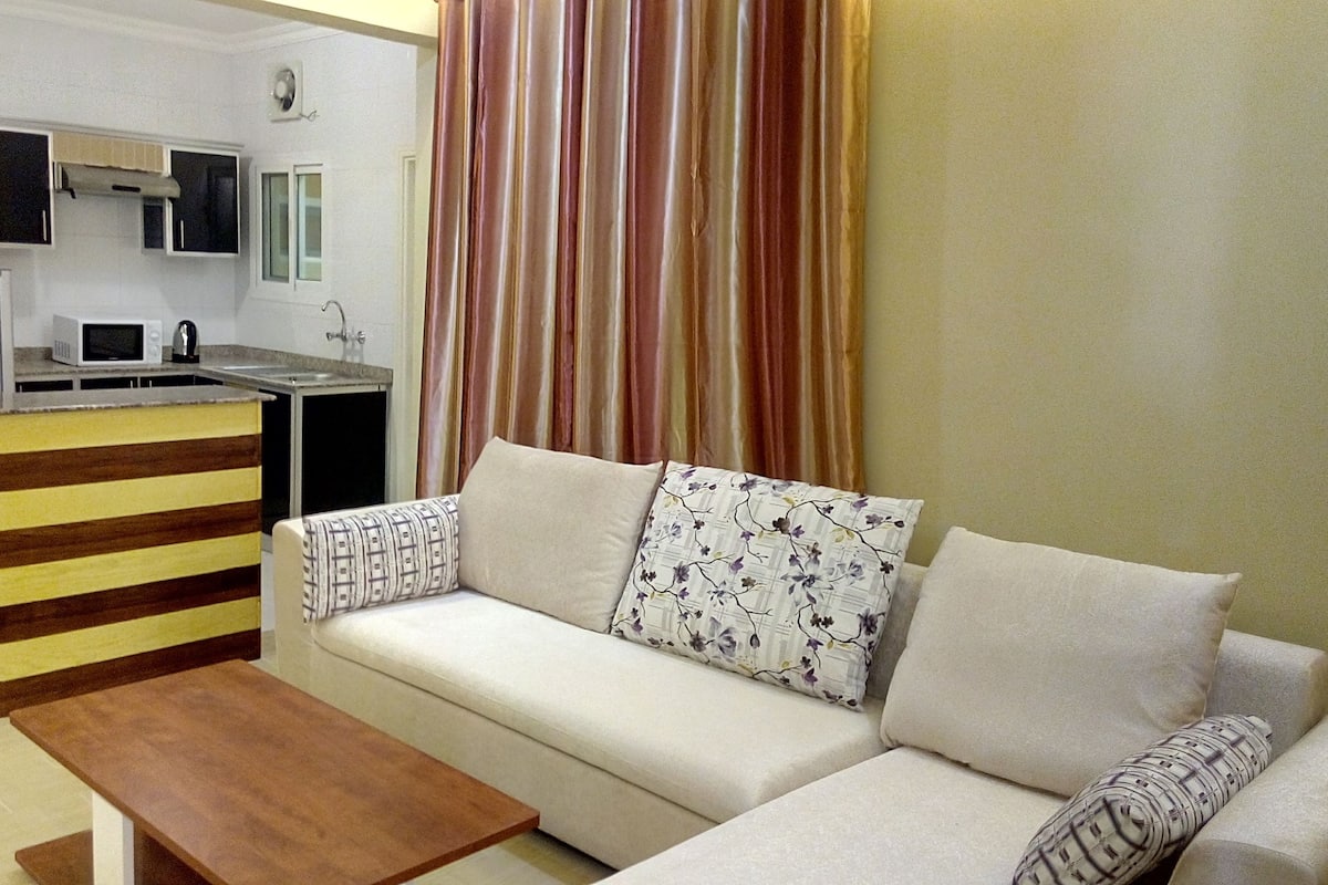 Fridge, microwave, oven, electric kettle