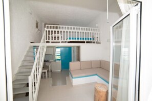 Superior Duplex, Garden View | Living area | 40-inch flat-screen TV with satellite channels, TV, Netflix - Villa Stella Apartments By Estia (Hersonissos)