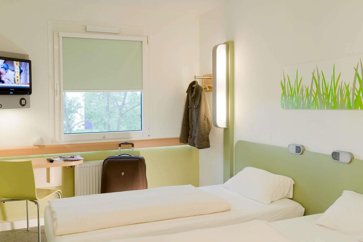 Habitación con 2 camas individuales, 2 camas individuales | Ropa de cama de alta calidad, escritorio, sistema de insonorización