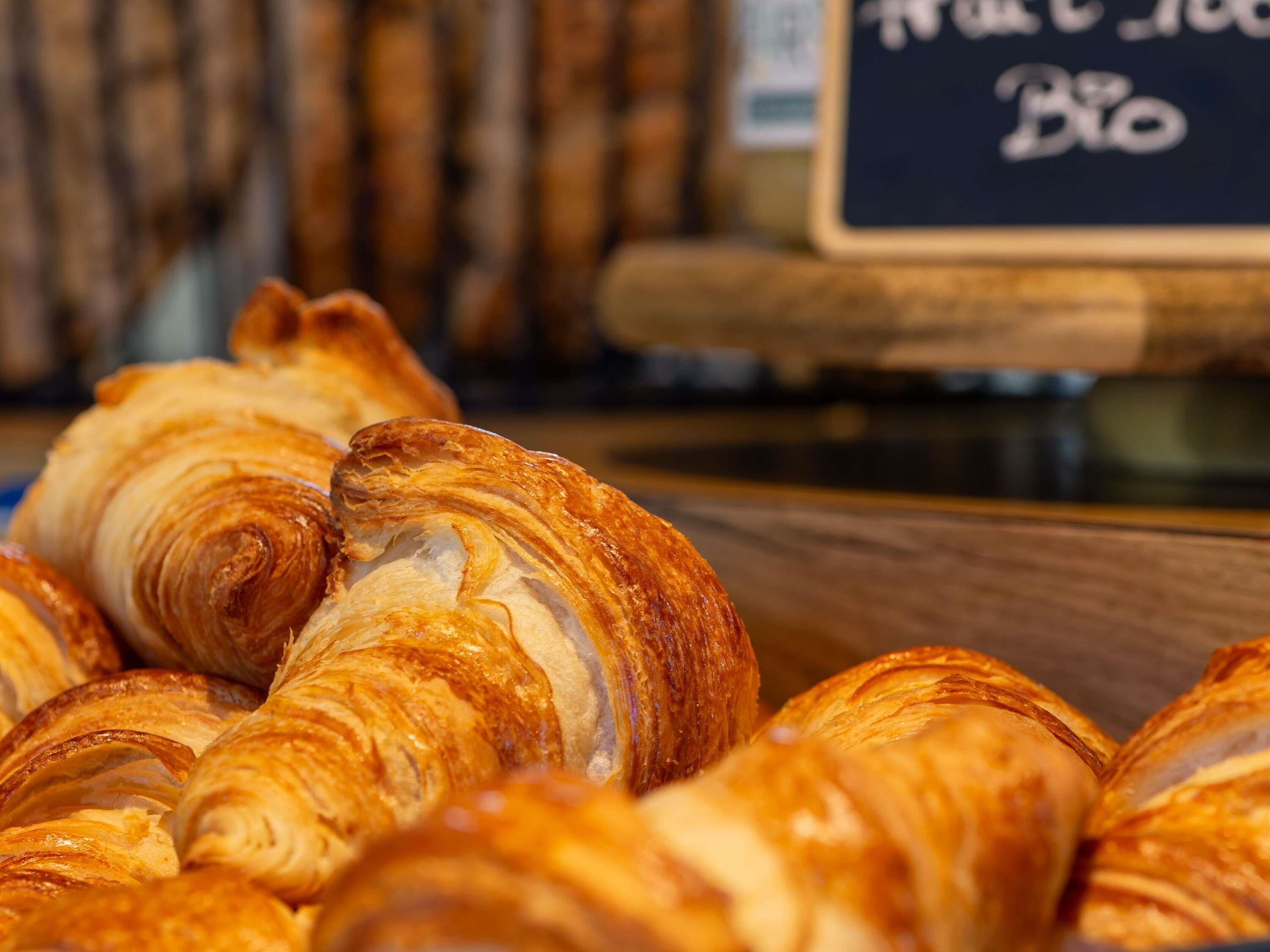 A display of croissants.