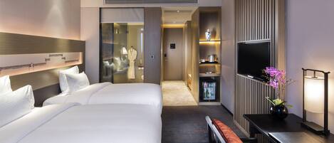 Habitación superior, 2 camas individuales, vista a la ciudad | Ropa de cama de alta calidad y minibar