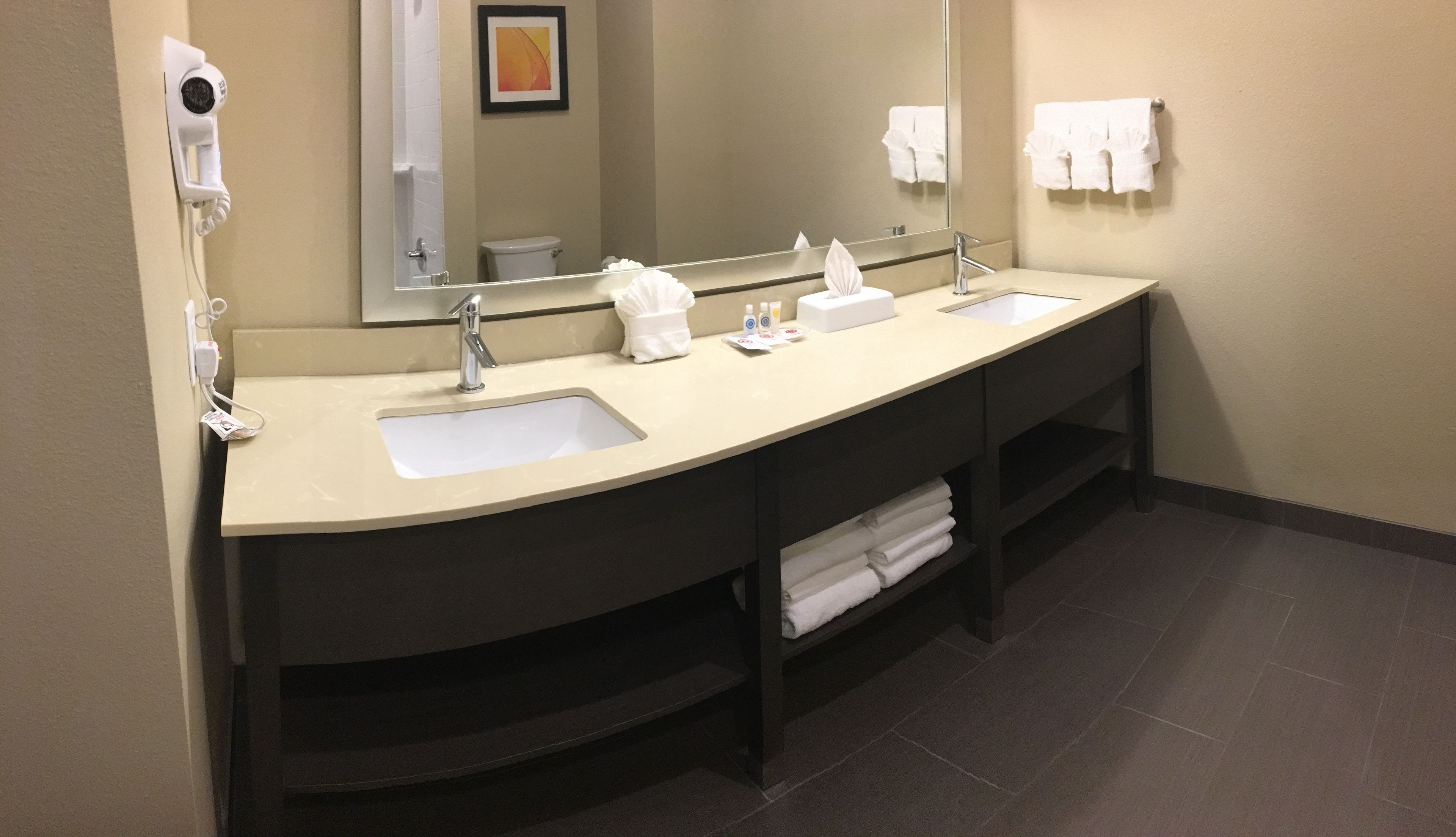 free toiletries, hair dryer, towels, soap