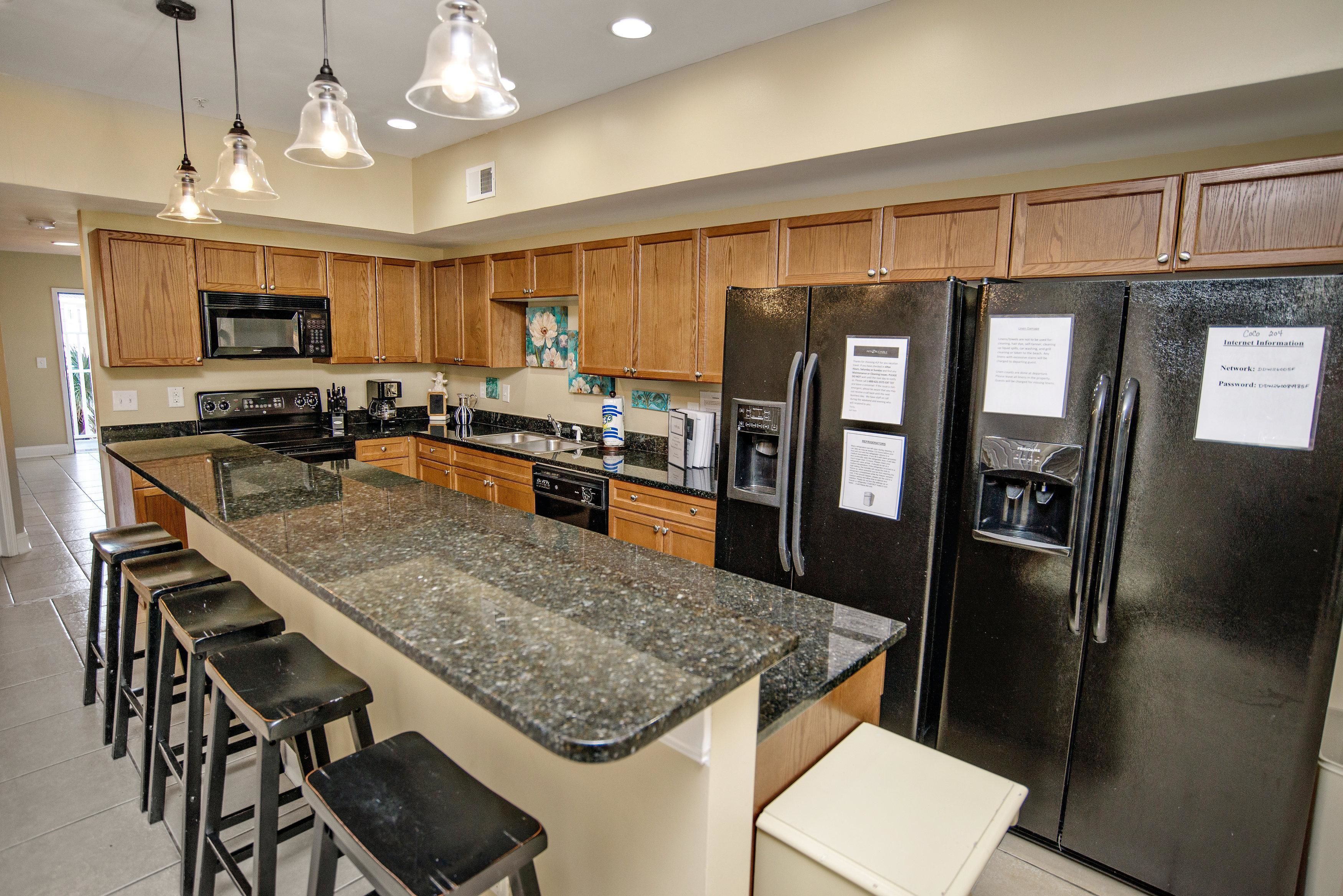 Fridge, microwave, stovetop, dishwasher