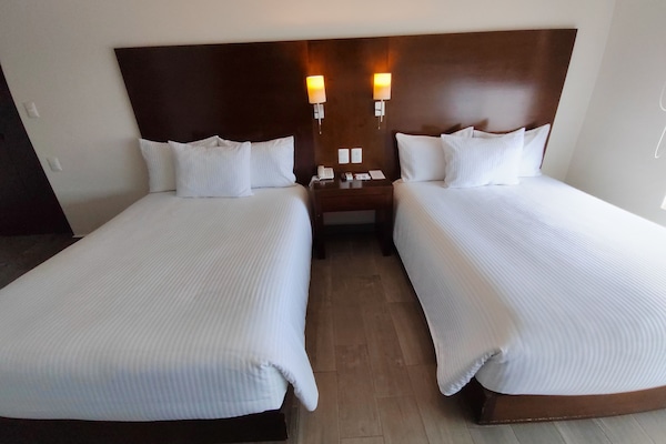 Room, 2 Double Beds, Mobility Accessible, Non Smoking (Hearing, Roll-in Shower) | In-room safe, iron/ironing board, free WiFi, bed sheets